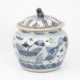 Blue And White Fish Lotus Rice Jar