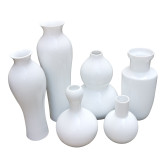 Set of 6 Assorted Vases - White