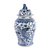 Blue & White  Porcelain Fish Temple Jar