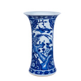 Blue And White Pheasant Paneled Vase - 3 Sizes
