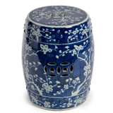 Blue & White Garden Stool Plum Blossom Motif