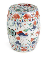 Famille Verte Garden Stool W/ Fish Motif