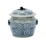 Blue & White Lidded Rice Jar Floral Motif
