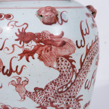 Rustic Maroon Red Dragon Temple Jar - 2 Sizes