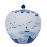 Blue And White Sail Boat Melon Jar