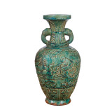 Speckled Green Warrior Vase Elephant Ear Handle