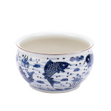 Blue & White Fish Motif Orchid Bowl