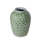 Spring Green Fish Scale Motif Porcelain Jar