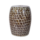 Rustic Brown Fish Scale Porcelain Garden Stool