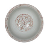 Maroon Red Pheonix Mortif Serving Bowl Tall Base