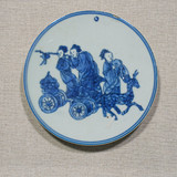 Handpainted Blue & White Porcelain Coaster Fairy Birthday Celebration - Acrylic Shadow Box /S59