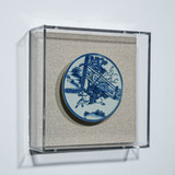 Handpainted Blue & White Porcelain Coaster Knight Han - Acrylic Shadow Box /S59