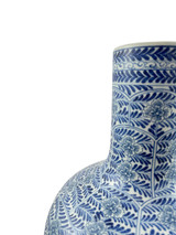 Hand Painted Blossom Globular Porcelain Vase Blue & White