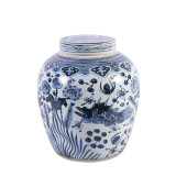 Blue & White Ancestor Lidded Jar Fish Motif