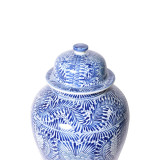Blue And White Blooming Flowers Porcelain Temple Jar