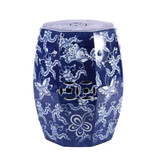 Blue And White Porcelain Octagonal Butterfly Garden Stool