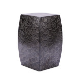 Seawave Square Porcelain Garden Stool Black
