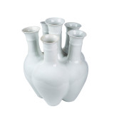 6 Pipe Flower Porcelain Vase - White