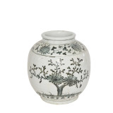 Blue & White Flower Bamboo Open Top Porcelain Jar