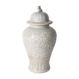 Sage Green Embossed Fish Temple Jar
