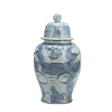 Indigo Sea Flower Temple Jar Large