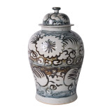 Blue And White Sea Flower Temple Jar - 2 Sizes