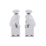Porcelain Sitting Foo Dog Pair White - 3 Sizes