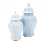 Octagonal Temple Jar Light Blue Crackle - 2 Sizes