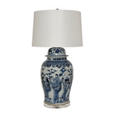 Blue And White Eight Immortals Temple Jar Table Lamp