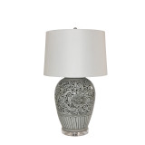 Black Peony Open Top Porcelain Urn Lamp