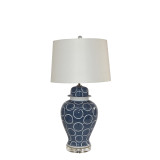 Indigo Blue Circle Temple Jar Lamp