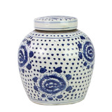 Blue And White Ming Jar Peony Dots