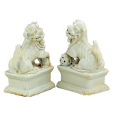 Pair of Celadon Peking Lion Statues
