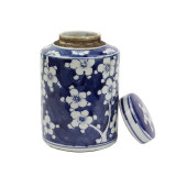 Blue And White Mini Tea Jar Blue Plum