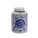 Blue And White Mini Tea Jar Peony Dots - 2 Sizes