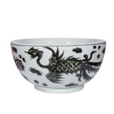Charcoal Black  Dragon Phoenix Bowl
