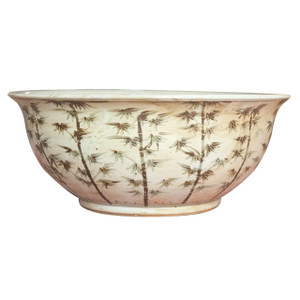 Barclay Butera Couture Graceful Bamboo.. Large Brown & White Porcelain Bowl