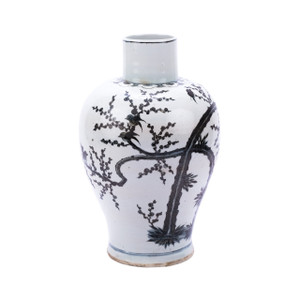 Indigo Porcelain Kwanyin Vase Magpie On Treetop
