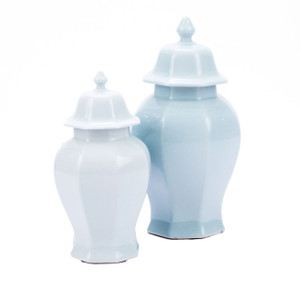 Octagonal Temple Jar Light Blue Crackle - 2 Sizes