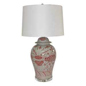 Coral Red Fish Temple Jar Table Lamp