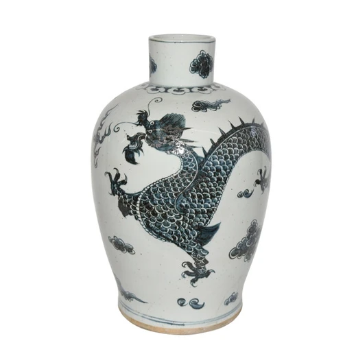 Indigo Baluster Dynasty Porcelain Vase Dragon