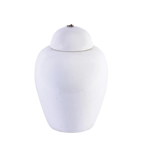 Busan White Lidded Porcelain Jar Bronze Ring - 2 Sizes
