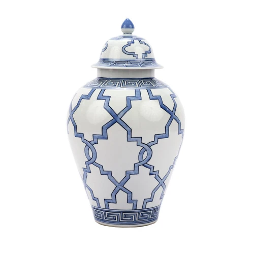 BW Greek Key Grids Heaven Jar - 2 Sizes
