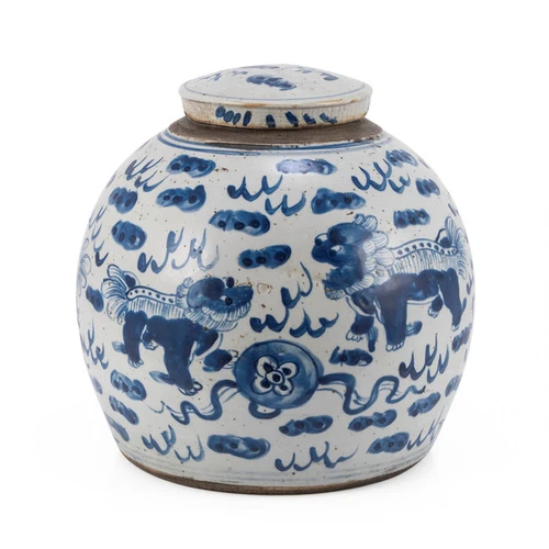 Vintage Ming Jar Lion Motif  - 2 Sizes