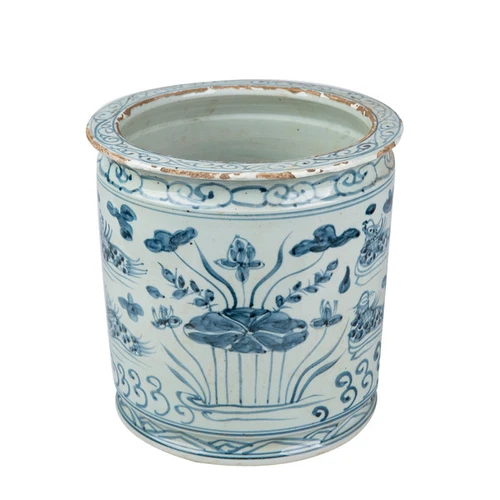 BW Orchid Pot Mandarin Duck Motif