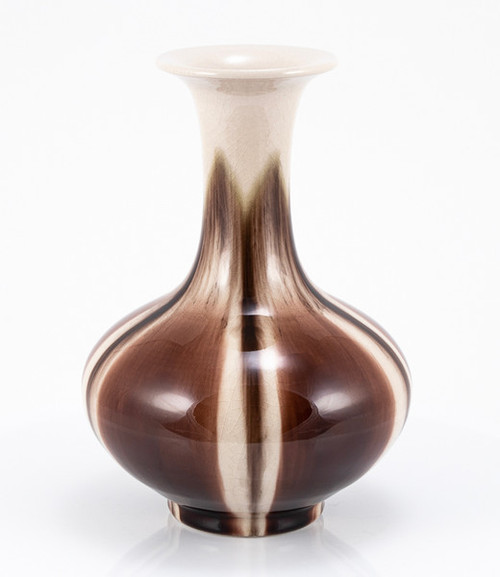 Coffee Reaction Glazed Morning Glory Vase