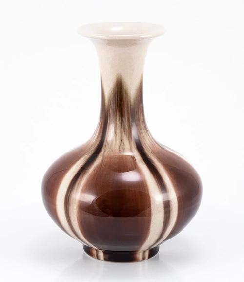 Coffee Reaction Glazed Morning Glory Vase