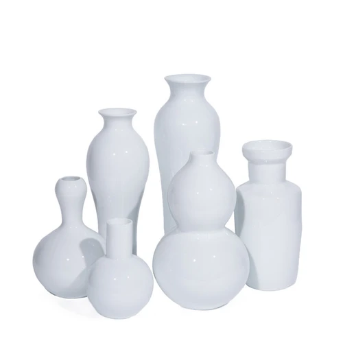 Set of 6 Assorted Vases - White
