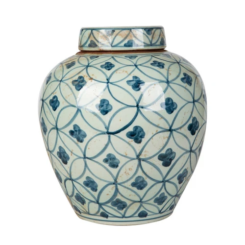 Blue And White Ming Jar Coin Motif