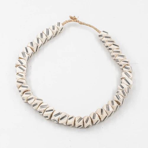 White Diamond Triple Lines Kenya Cow Bone Beads Per String